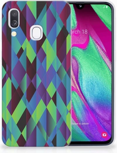 Samsung Galaxy A40 TPU Hoesje Abstract Green Blue