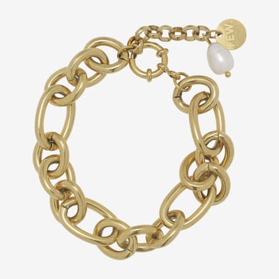 Essenza Large Chain Single Pearl Bracelet Gold