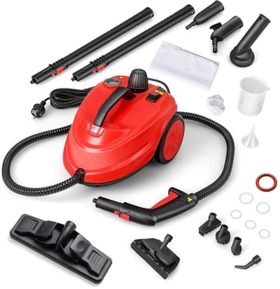 COSTWAY Stoomreiniger 2000 W, stoomdruk: max. 5 bar, temperatuur tot 160 ℃, oppervlaktevermogen: 108 m², tank van 1,8 liter, opwarmtijd: 8 min, stoomapparaten incl. 13 accessoires en 5 m lange