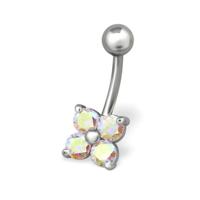 Aramat Jewels | Navelpiercings | Zirkonia Bloemvormige Stalen Navelpiercing | | | |8mm | Staal | Volwassenen | Verkleurd niet