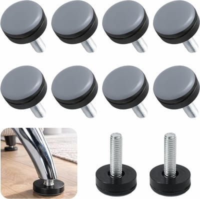 Set van 10 Teflon Glijders voor Meubelpoten - Verstelbare Rond 20 mm Glijders voor Stoelen, Tafels en Kasten met Schroefbevestiging