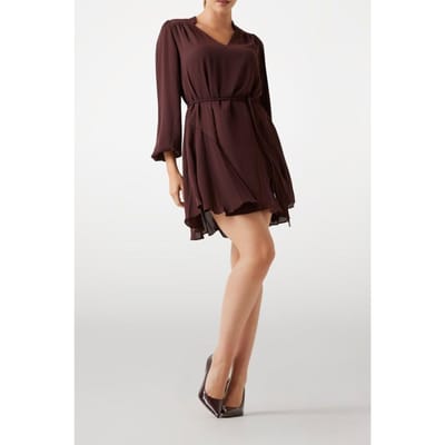 GUESS Ls Wanda Flare Dress Pure Choco Taglia: XL | Abiti in T-Shirt Outlet | Donna