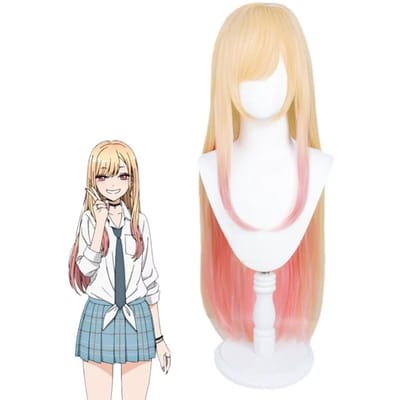 Lange Blonden Roze Kleur Cosplay My Dress-Up Darling Marin Kitagawa Pruik Halloween Kostuum Pruiken voor Vrouwen One Size beige
