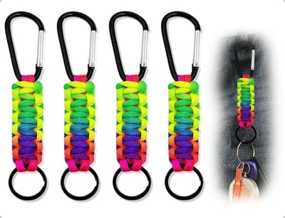Cosensi- Paracord-sleutelhangers Set van 4 - Karabijnhaak - Gevlochten Ophangring - Korte Ophangring - Kleurvol - 14x2,5 cm - Sleutelhanger