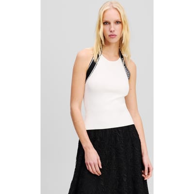 Karl Lagerfeld Knit Logo Halter Top White/black Taglia: L | Canottiere Outlet | Donna | Bianco