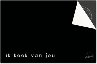 Inductie beschermer 59x52 - afdekplaat inductie mat - Dietrix Kookplaat beschermer - Base - Quotes - Ik Kook van Jou Zwart