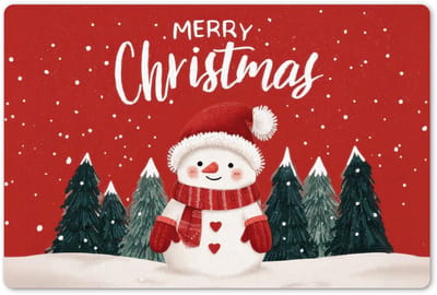 Placemats 45x30 cm - Placemat kunststof - 1 stuk - Kerstgroet - Sneeuw - Rood - Borden onderleggers - Decoratie voor op tafel - Keuken tafeldecoratie accessoires - Vinyl onderlegger - Tafelversiering
