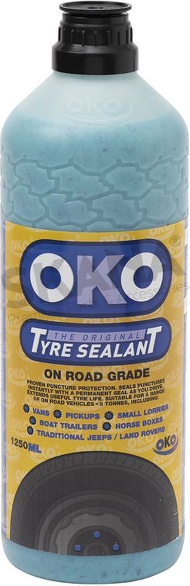 OKO bandenafdichtmiddel BLAUW (OP DE WEG) 1,25 liter. Alleen geschikt voor tubeless banden