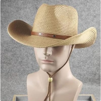Grote Maat 62cm Cowboyhoed voor Mannen Vrouwen Nieuw Opvouwbaar Zomer Buiten Strand Jazz Strohoed UV Zonbescherming Reizen Mode Zonnehoed 59-60cm kaki