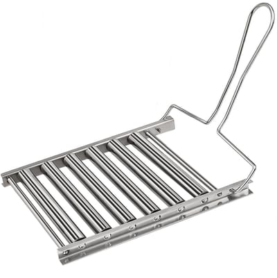 barbecue grillmand-Barbecue Grill-BBQ-rek - BBQ-worstmand - BBQ-hotdogroller - Kan 5 hotdogs tegelijk bevatten Metalen BBQ-worstrek met lange steel - BBQ-cadeaus - Accessoires voor buiten voor heren - Feestkeuken Campinggadgethouder - 1 stuk