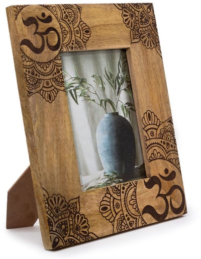 Ancient Wisdom - Fotolijst - Zwarte fotolijst van mangohout 28x23x2cm voor 13x18cm - Houten lijst - Interieurdecoratie - Foto presentatielijst - Cadeau - Duurzaam materiaal - Decoratie