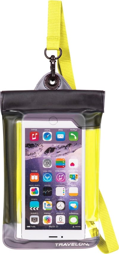 Travelon Waterbestendige Telefoon Hoes  – Onderwater Tot 20 Meter - Blijft Drijven - iPhone & Android - Geel