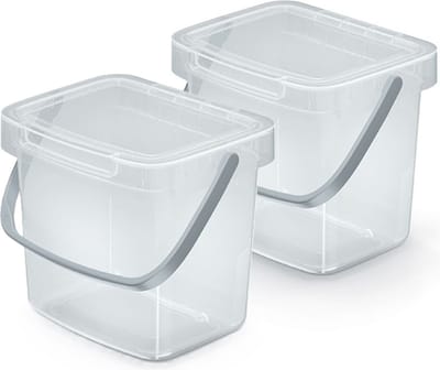 Keden GFT aanrecht afvalbak - 2x - transparant - 3L - afsluitbaar - 19 x 17 x 15 cm - klepje/hengsel - afval scheiden