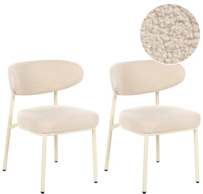 UNITY - Set van 2 eetkamerstoelen - Lichtbeige - Bouclé