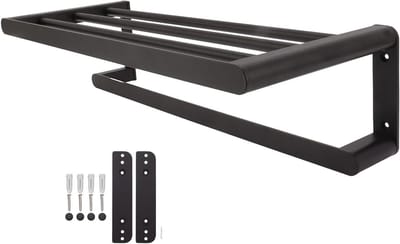 Handdoekenrek Badkamer - Handdoekhouder Plank - Ruimte Besparen - Mat Zwart Design - 50 cm - Zwart