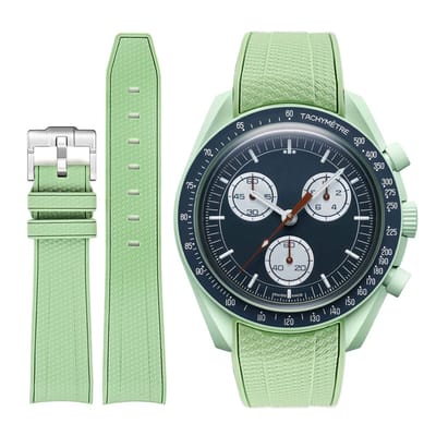 MoonSwatch - Geschikt voor - Omega - Swatch Mission on Earth - Rolex - SEIKO - Speedmaster - Rubberen horlogeband met perfecte pasvorm - 20mm - Licht Groen