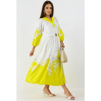 Bloemen Maxi Jurk met V-hals en Knoopdetails