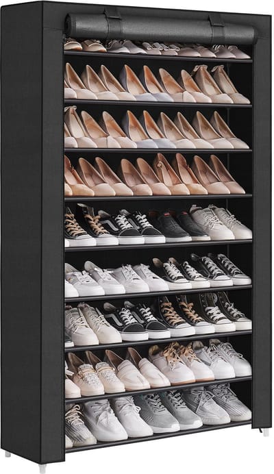 ACAZA Schoenenkast - Schoenenrek - 9 Niveaus - Tot 54 Paar Schoenen - 160 x 100 x 28 cm - Zwart