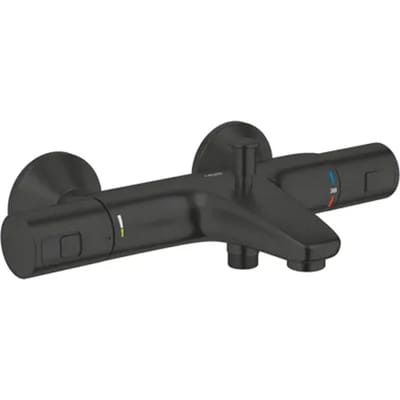 GROHE Precision Start Thermostatische Badkraan - 15 cm - Waterbesparend - Met omstelling - Inclusief koppelingen - Mat zwart