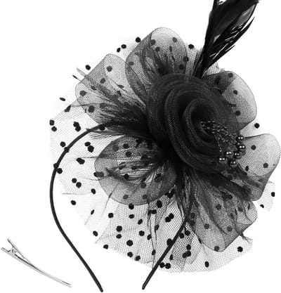 Elegante Feesthoed met Veren en Bloemen voor Bruiloften, Cocktail- en Theepartijen - Dames Haaraccessoire met Clip en Headband