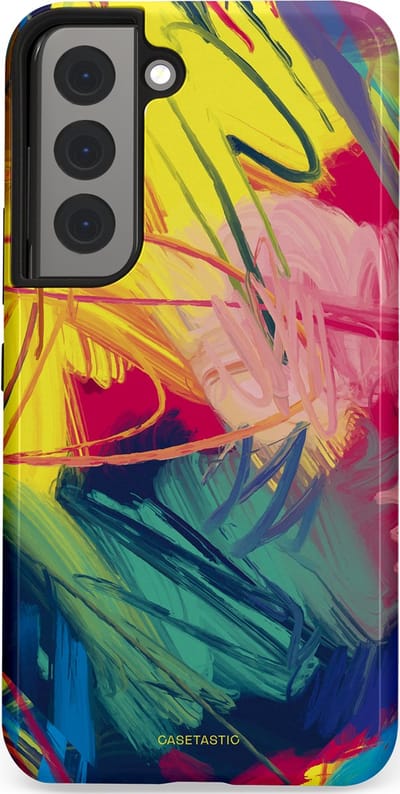 Casetastic Hoesje Geschikt voor Samsung S22 - Stijlvolle Beschermende Duo-layer Case - Kleurenstorm