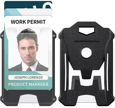 Fako Bijoux - Heavy Duty Pashouder Guardian - Kaarthouder Verticaal - ID Kaart - Pasjeshouder - Badgehouder - Voor Maximaal 5 Pasjes - Transparant/Zwart - 1 Stuk