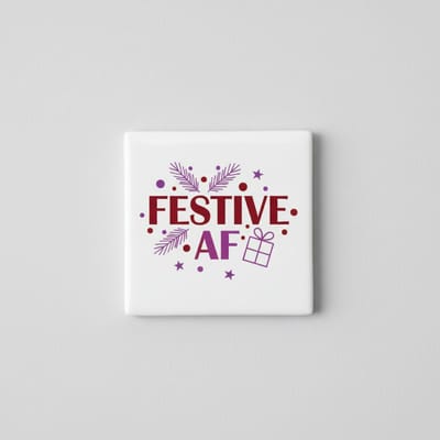 Festive AF Tegel 15×15 cm – Grappige Kerstquote Keramische Wandtegel – Moderne Feestdagen Decor Cadeau