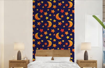 Behang - Fotobehang Sterren - Nacht - Patronen - Kind - Breedte 120 cm x hoogte 240 cm