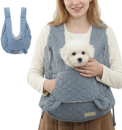 MAGICSHE Buikdrager Hond - Hondenrugzak - Verstelbare Honden Draagtas Voor Kleine Hond, Katten Rugzak- Quilt Stoffen Blauw