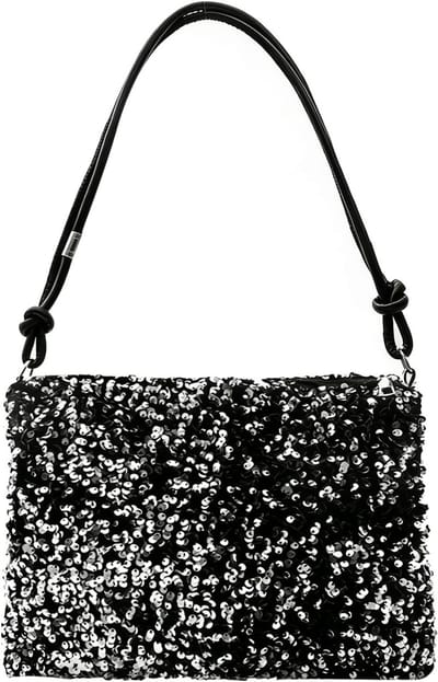 Glinsterende Clutch Bag met Pailletten voor Avond, Bruiloft en Feest, Schoudertas met Rits en Bling Effect