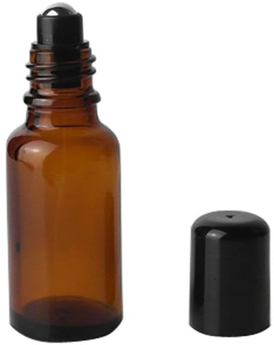 Dailygoods- Roll-On Flessen 20ml - Bruine Glas - Roestvrij Staal Rollerballen - Zwarte Deksel - Set van 3 - Ideaal voor Essentiële Olie - Rollerbottle