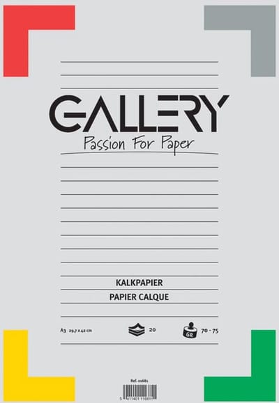 Gallery kalkpapier, ft 29,7 x 42 cm (A3), blok van 20 vel 10 stuks