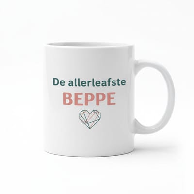 “De Allerliefste Beppe” Mok – Lief Cadeau voor Oma – Witte Keramische Koffiemok 330 ml