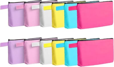 Multifunctionele Canvas Makeup Tassen - 12 Stuks, Ideaal voor Make-up, Pennen en Creatieve Projecten, Frisse Kleuren en Eenvoudig Ontwerp