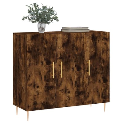 vidaXL - Dressoir - 90x34x80 - cm - bewerkt - hout - gerookt - eikenkleurig