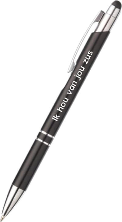Akyol - ik hou van jou zus pen - zwart - gegraveerd - Pennen zus - familie - pen met tekst cadeau - zus cadeautje - verjaardag cadeau - bedankje - familie cadeau - met soft touch