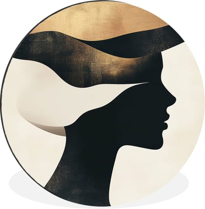 WallCircle - Wandcirkel - Muurcirkel - Vrouw - Golven - Zwart - Aluminium - Dibond - 30x30 cm - Binnen en Buiten