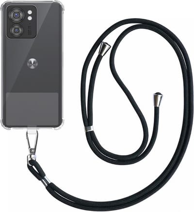 Telefoonhoesje Geschikt voor Motorola Edge 40 Transparant ShockProof met Afneembaar Universeel Telefoonkoord - Cover Case Siliconen ShockProof with Lanyard - Smartphonica geschikt voor Motorola Edge 40