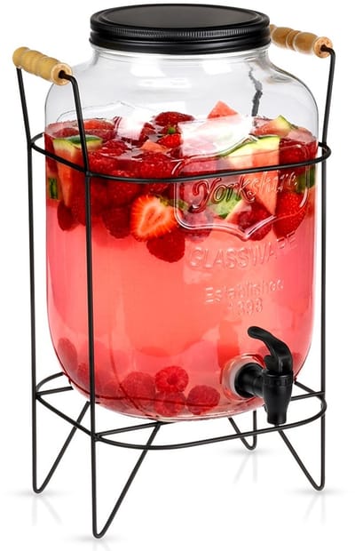 Drankdispenser met Kraan en Standaard Zwart 8 l - Kraantje - Limonadetap - Drank Dispenser - Limonadedispenser - Kan - Karaffe
