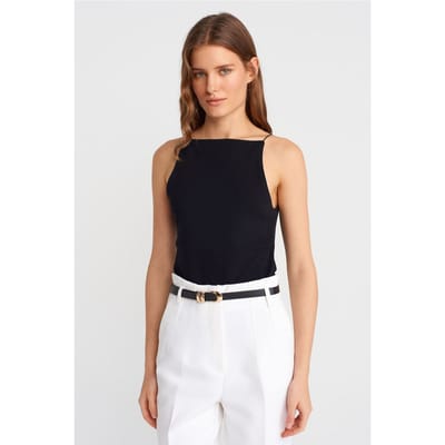 Slim-Fit Halterhals Jersey Blouse