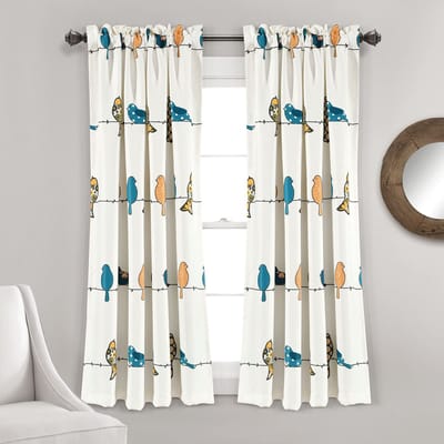 Lush Decor Rowley Vogels Kamer Verduistering Raamgordijn Paneel Paar, 63" lang x 52" breed, Multi