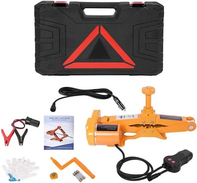 Elektrische Hydraulische Krik 3 Ton - 12V DC, Twee-Fase Hefhoogte 12-42 cm, Inclusief Opbergtas en Handschoenen voor SUV, Van en Noodhulp