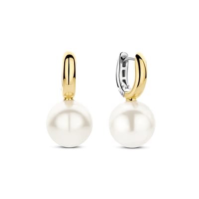 TI SENTO Dames Oorbellen - 925 zilver - Parel met geel verguld - 78044YP