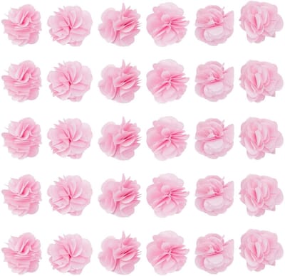 Dailygoods - Set van 40 Roze Chiffon Bloemen voor DIY Projecten