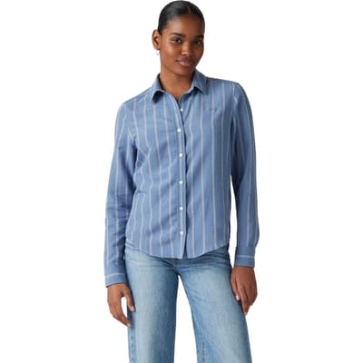 Levis Damesoverhemd met kraag, strepen en lange mouwen, in reguliere pasvorm (Blauw)