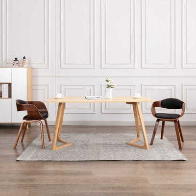 vidaXL - Eetkamerstoelen - 2 - st - gebogen - hout - en - kunstleer