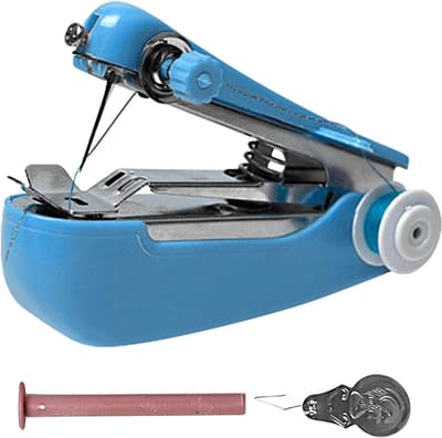 Handnaaimachine - Elektrisch Naaiapparaat - Kleine Reparaties - Draagbaar Compact Ontwerp - 12 cm Lengte - Blauw