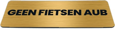 Deurbordje Goud-look met tekst geen fietsen a.u.b. - Formaat 150 x 50 mm x 1,6 mm - Zelfklevend | Luxe uitstraling | Geborstelde Gouden toplaag | Gratis Verzending | Decoporta