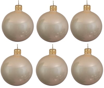36x Licht parel/champagne glazen kerstballen 6 cm - Glans/glanzende - Kerstboomversiering licht parel/champagne