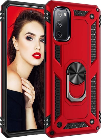 Anti-Shock Hybrid Ring Armor Hoesje Geschikt voor: Samsung Galaxy S20 - Rood